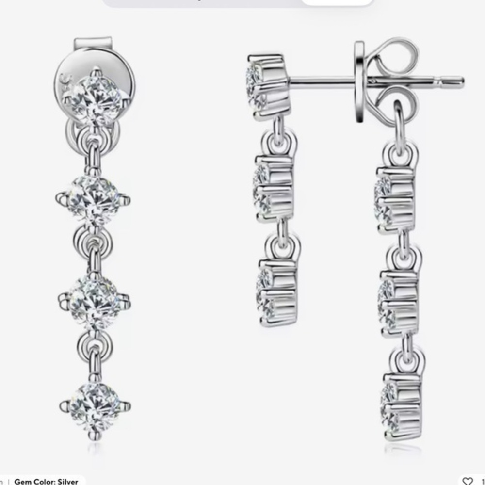 New GRA Certified Moissanite Diamond Earrings, .925 Sterling